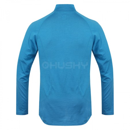 Vyriški termo marškiniai LONG ZIP HUSKY MERINO 100 mėlyna