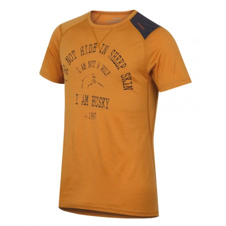 Vyr. termo marškiniai short HUSKY MERINO WOLF 19 ruda/oranžinė