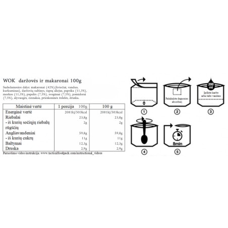 Tactical Foodpack WEGGIE WOK daržovės ir makaronai 100g