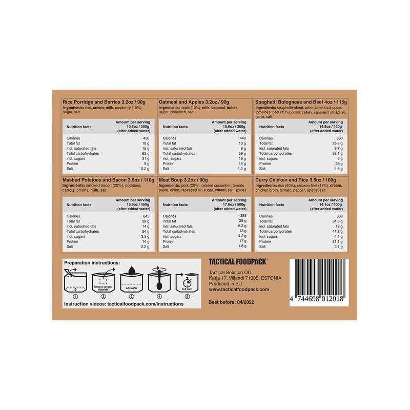 Tactical Foodpack  rinkinys Sixpack Alpha 595g