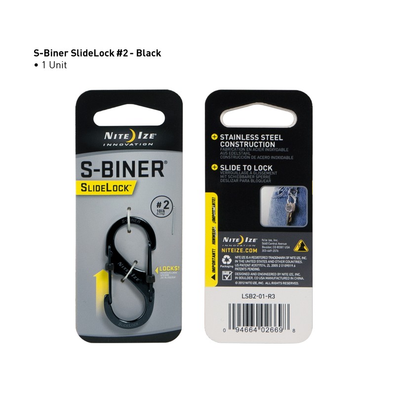 NITE-IZE karabinas S-Biner Slidelock 2 (juoda)