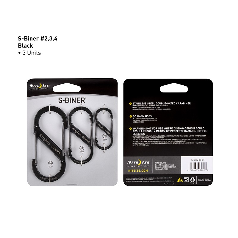 NITE-IZE karabinų kompl. SB2/SB3/SB4 (juoda)