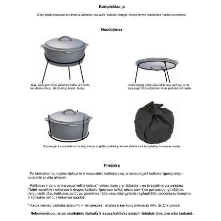 Turistinis virimo - kepimo ant laužo komplektas "Dutch Oven"